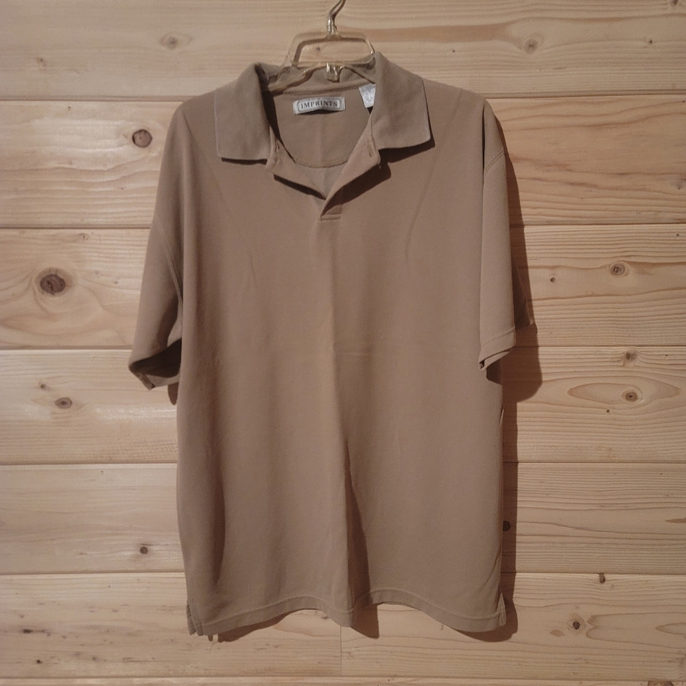 Vintage Men's Imprints Polo Tan Shirt Size M 23x29